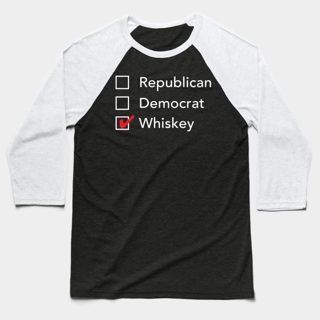 Republican Democrat Whiskey Baseball T-Shirt by zubiacreative